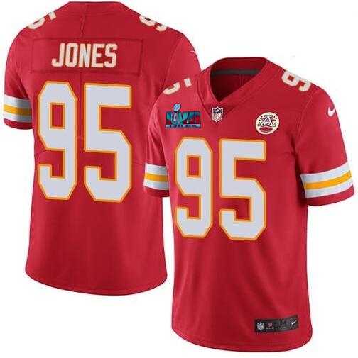 Men & Women & Youth Kansas City Chiefs 95 Chris Jones Red 2023 Super Bowl LVII Vapor Limited Jersey->kansas city chiefs->NFL Jersey
